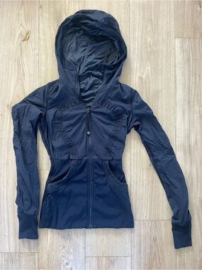 Lululemon Dance Studio Reversible Hooded Full Zip Stretch Jacket, Navy Blue, 2